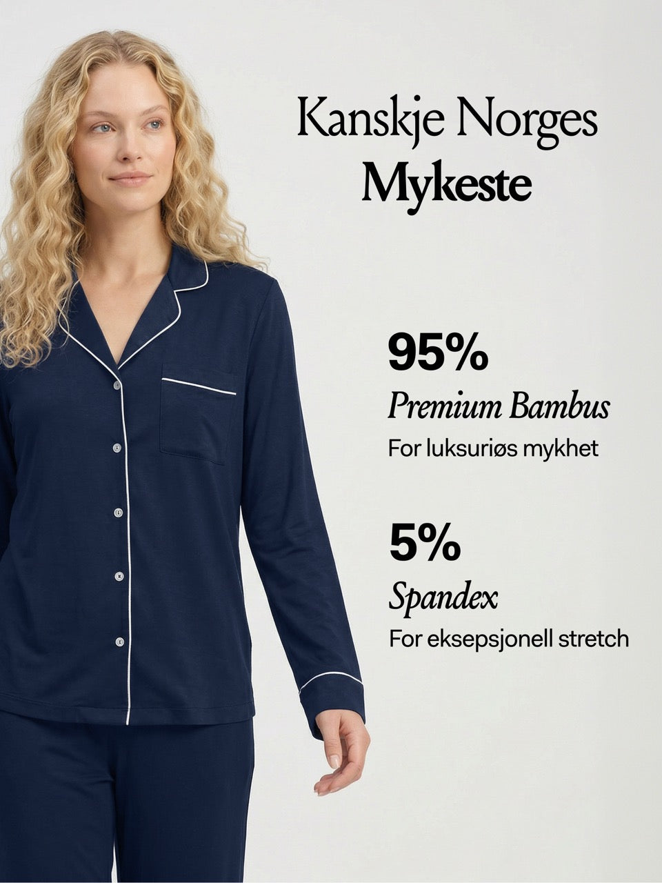 Marineblå Bambus Pyjamas